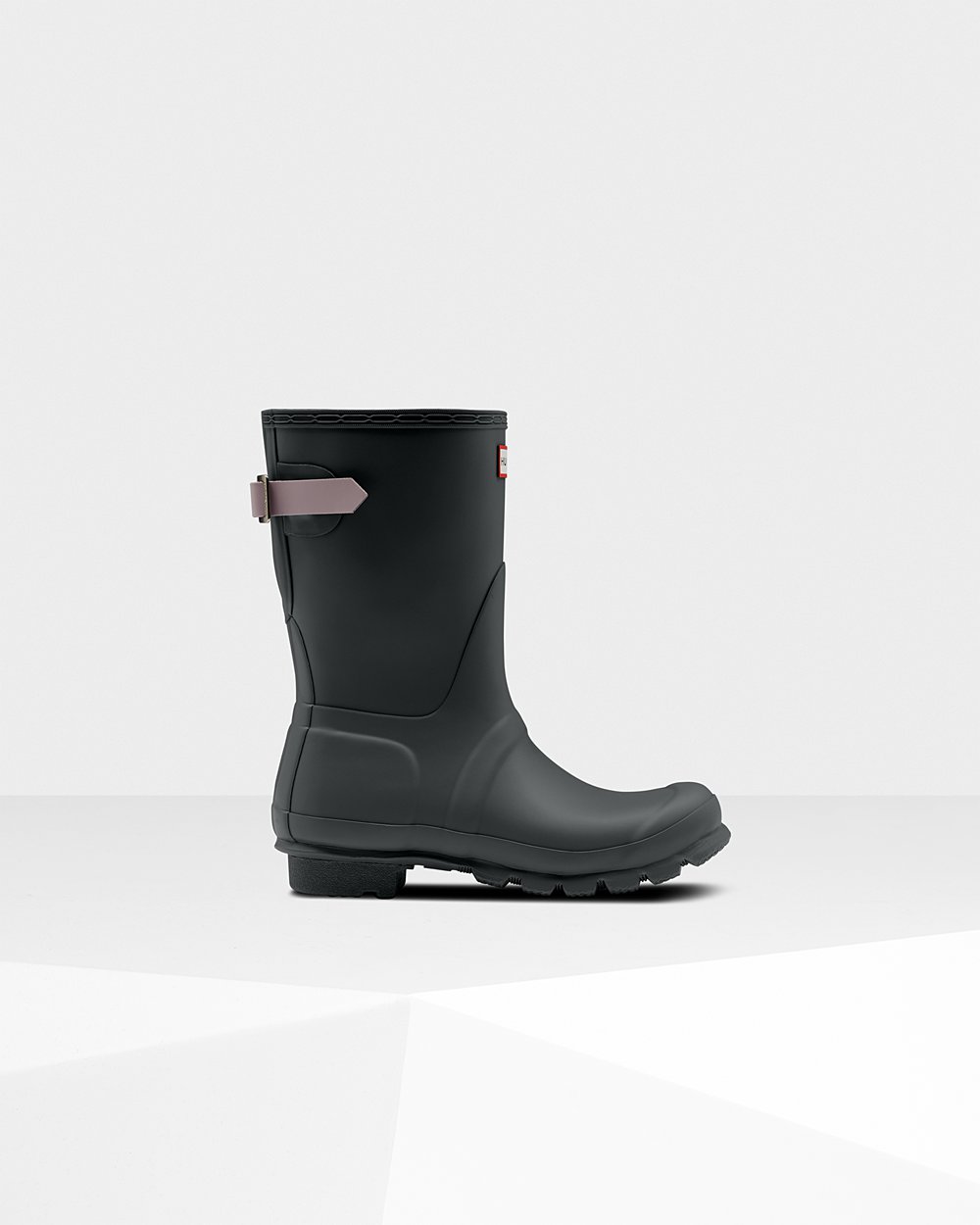 Botas de Lluvia Cortas Hunter Mujer - Original Back Adjustable - Verdes Oscuro/Morados - LKSJZVG-19